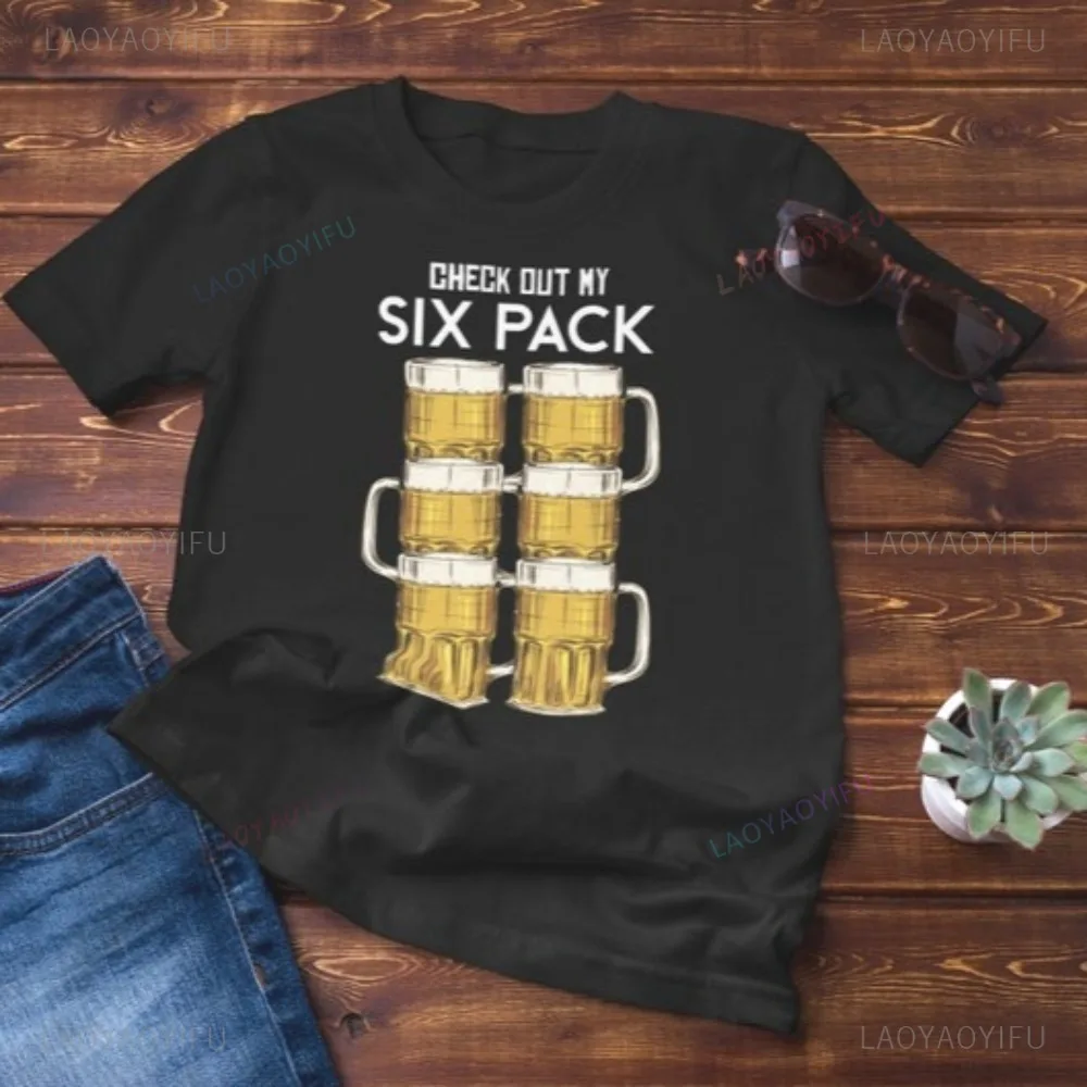 

Check Out My Six Pack T-Shirt Funny Beer Drinking Casual Fashion Loose Harajuku Man Tshirt Breathe Short Sleeve Women Clothing