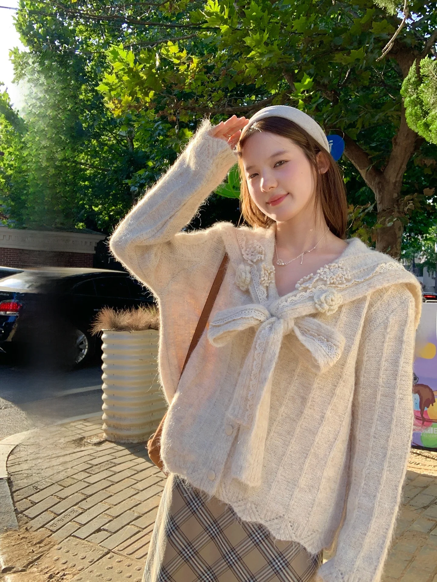 

Sweet CheeseBunny Naval Collar Loose Knitwear Coat Women's Sle Belted Casual Top Warm Thiened Autumn Winter Cardigan