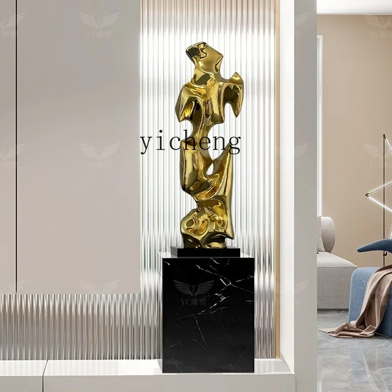 W28 Hotel Lobby Art Abstract Sculpture Electroplated Taihu Stone Living Room Niche Floor Ornament
