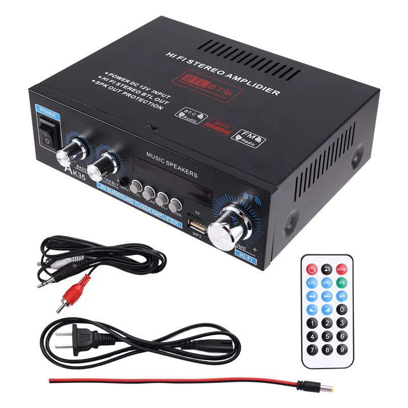 -BOFF AK35 800 Вт цифровой усилитель Bluetooth, Hi-Fi FM, аудио мощность бас сабвуфер динамики для автомобиля лодки для каравана вилка стандарта США