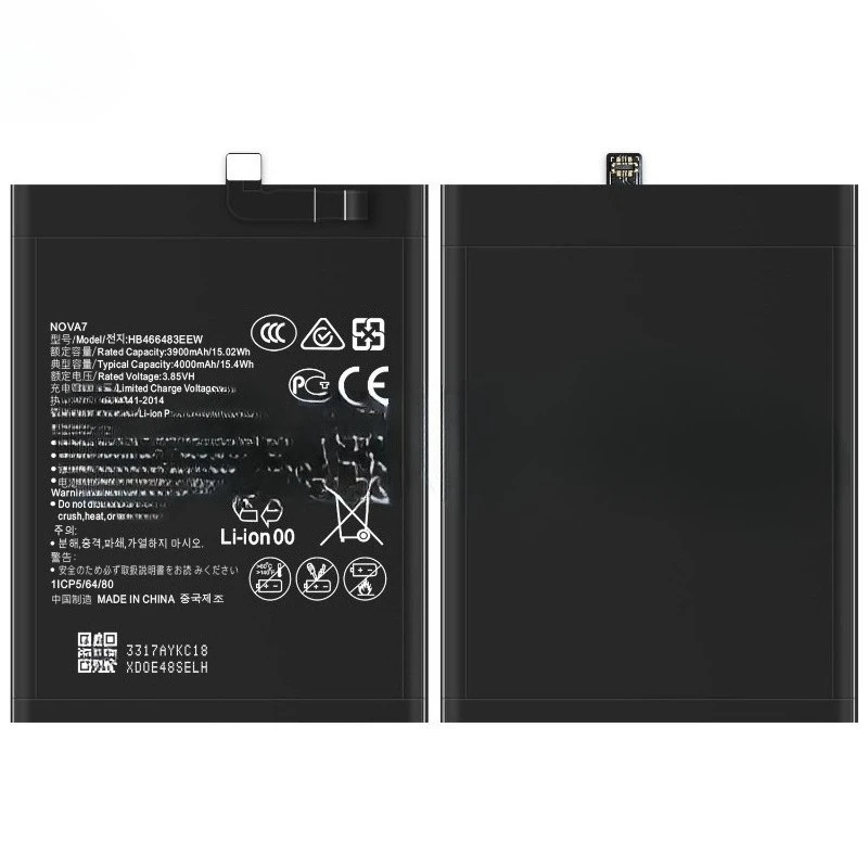 HB466483EEW 4000mAh Replacement Phone Battery for Huawei Nova 7 Rechargeable Batteries Batteria 3.85V Lithium Polymer Battery