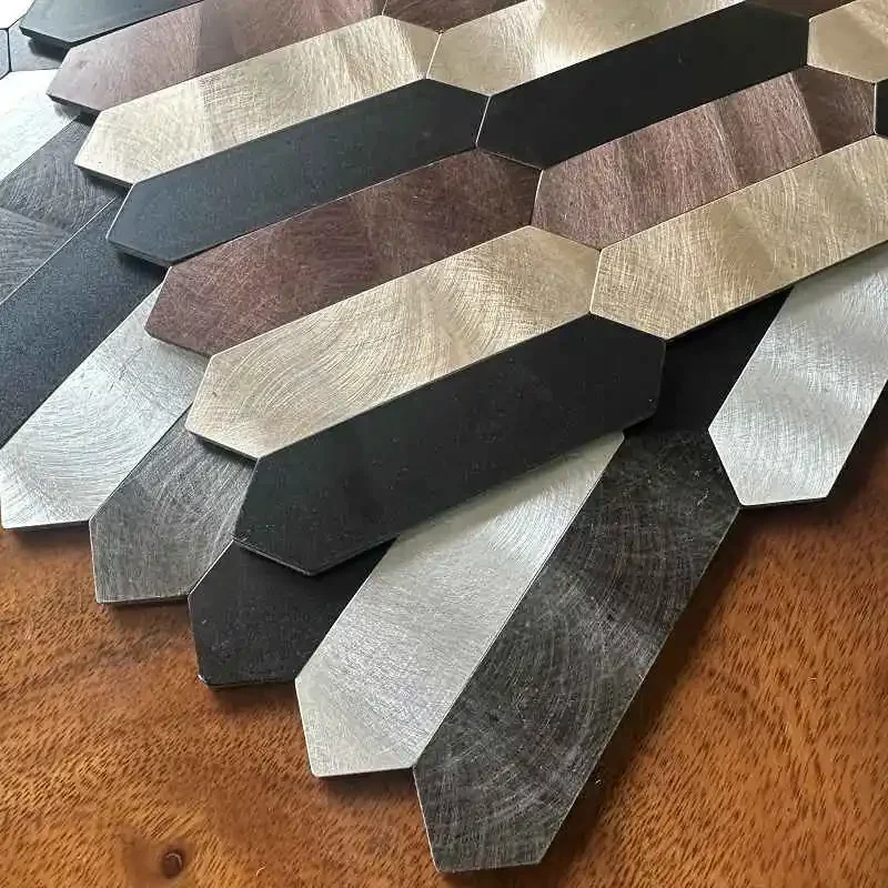 

4pcs/lot Mosaic Wall Tile Peel And Stick Self Adhesive Waterproof Aluminum composite lozenge Kitchen Bath Tile Backsplash 17
