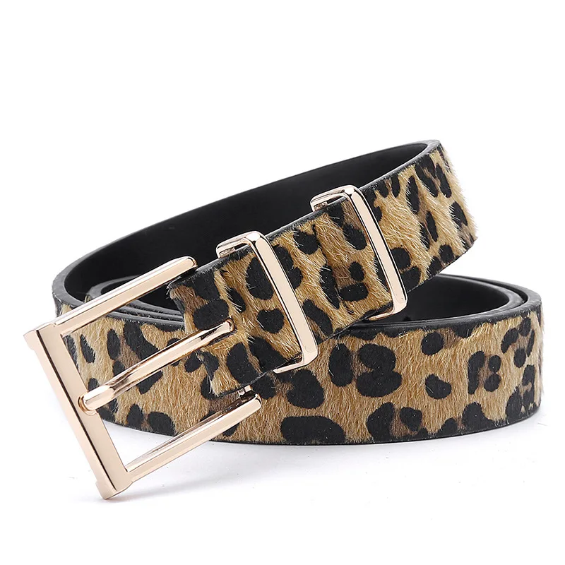 Cinturón sencillo para mujer con estampado de leopardo, hebilla de Metal de oro rosa, diseñador de marca, decoración de pantalones vaqueros para niñas, cinturones de moda para mujer