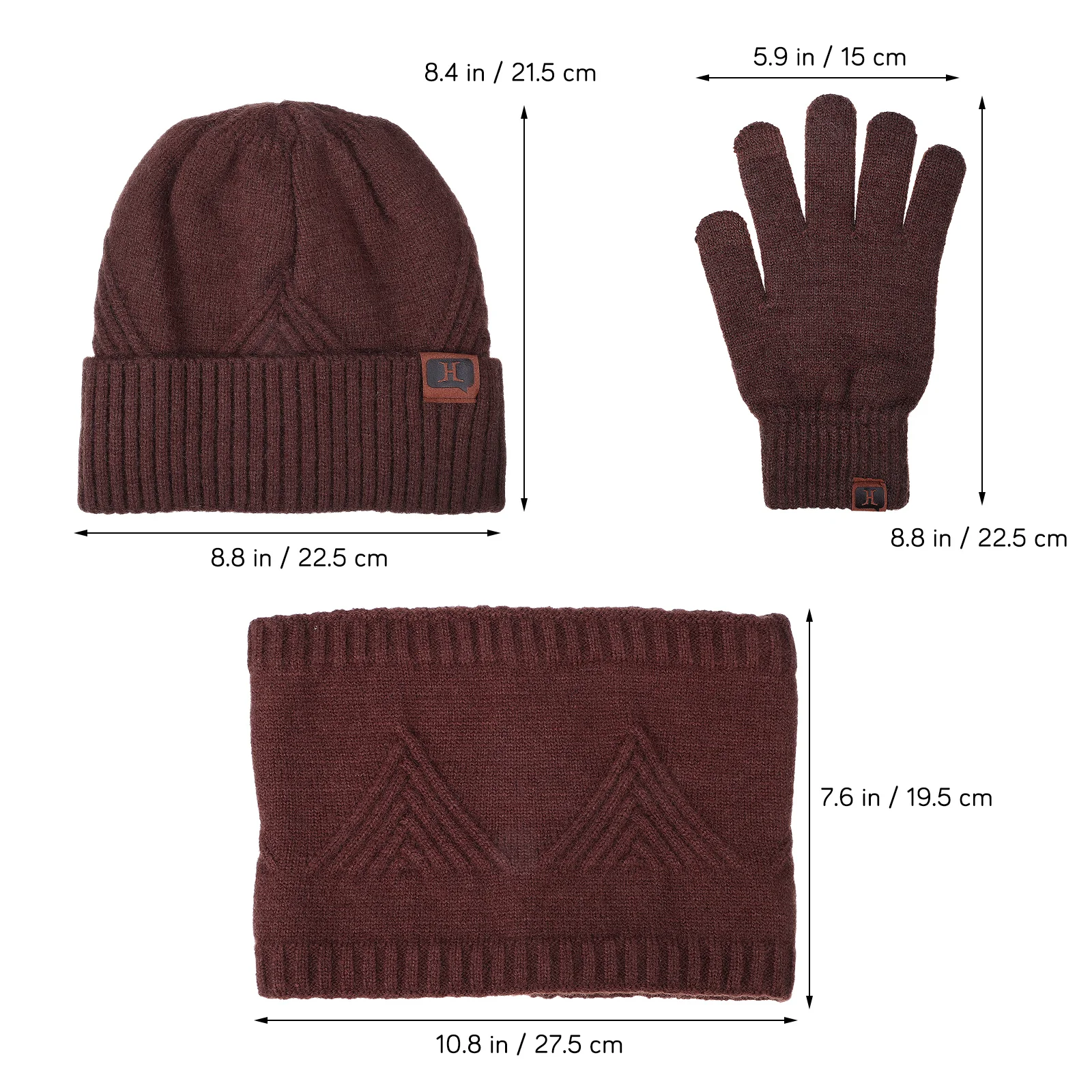 

Touch Screen Gloves Scarf Hat Set Warm Beanies Winter Hats Scarves Universal Size Knit Material Camping Hiking