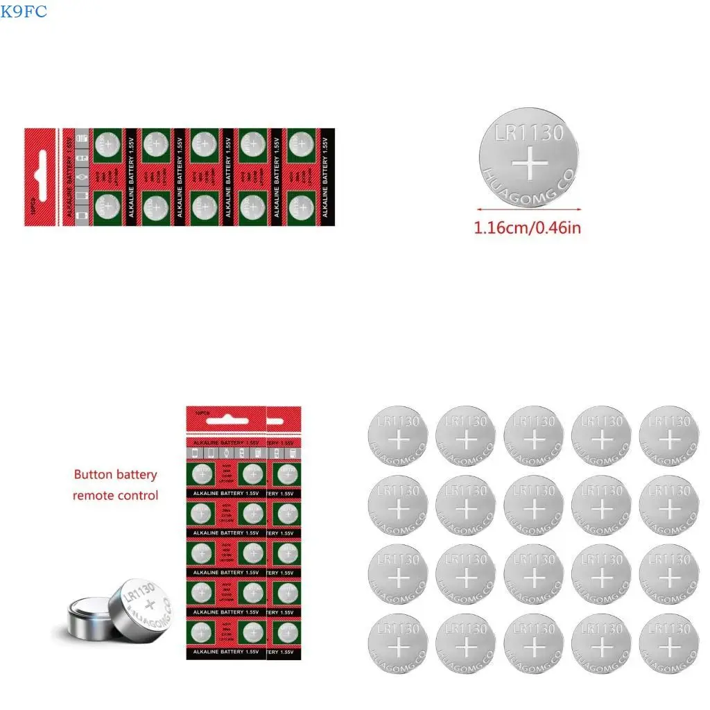 K9FC Convenient 1.55V LR1130 Button Cell Battery for Watches Calculators Efficient Power Solution Stable Output Cell Battery