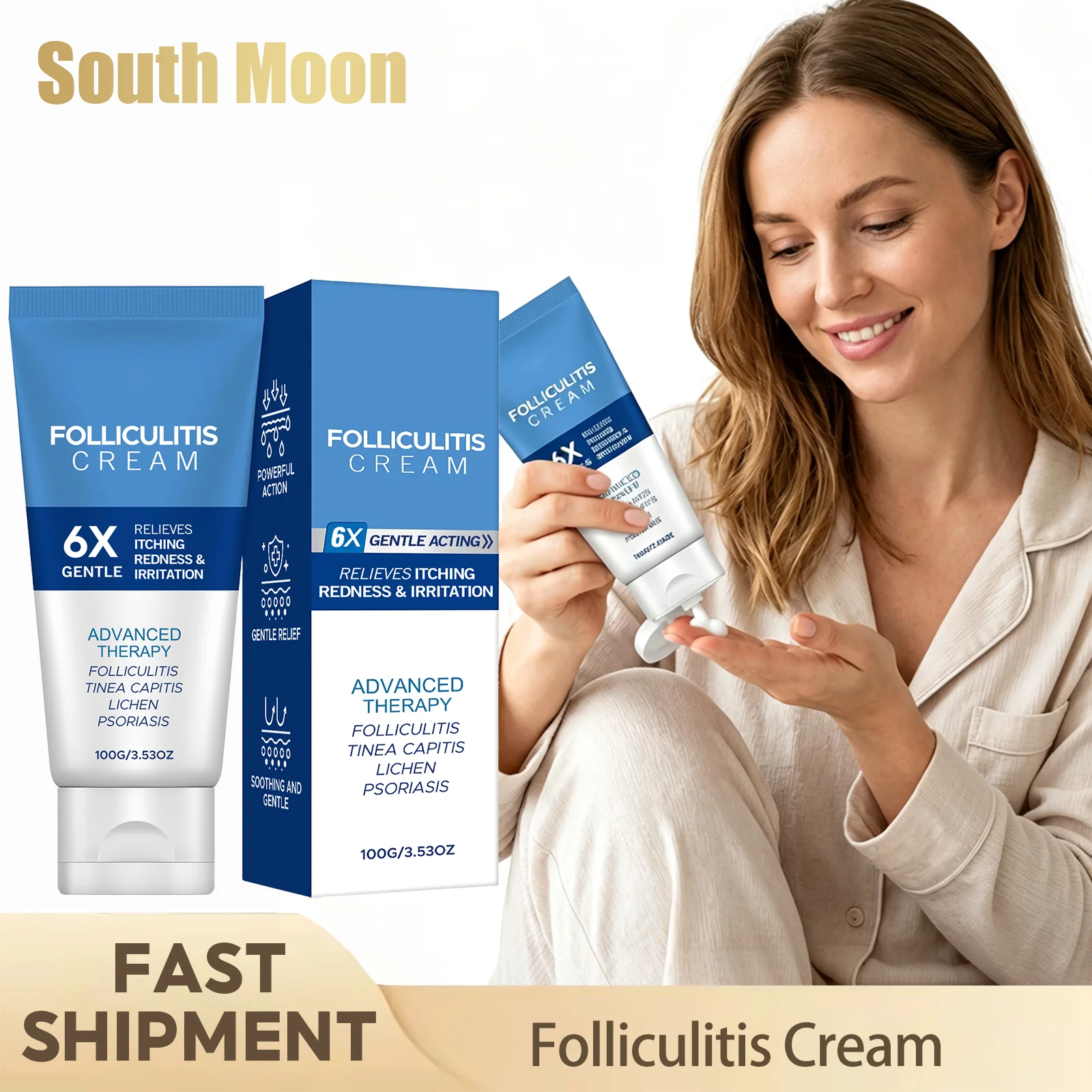 Folliculitis Cream Gentle Skin Care Cream Relieves Itching Redness And Irritation Light Smooth Texture Portable Soothing Skin