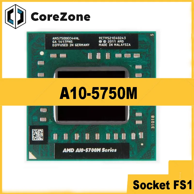 Used A10-Series A10-5750M A10 5750M 2.5 GHz Quad-Core Quad-Thread CPU 35W AM5750DEC44HL Socket FS1