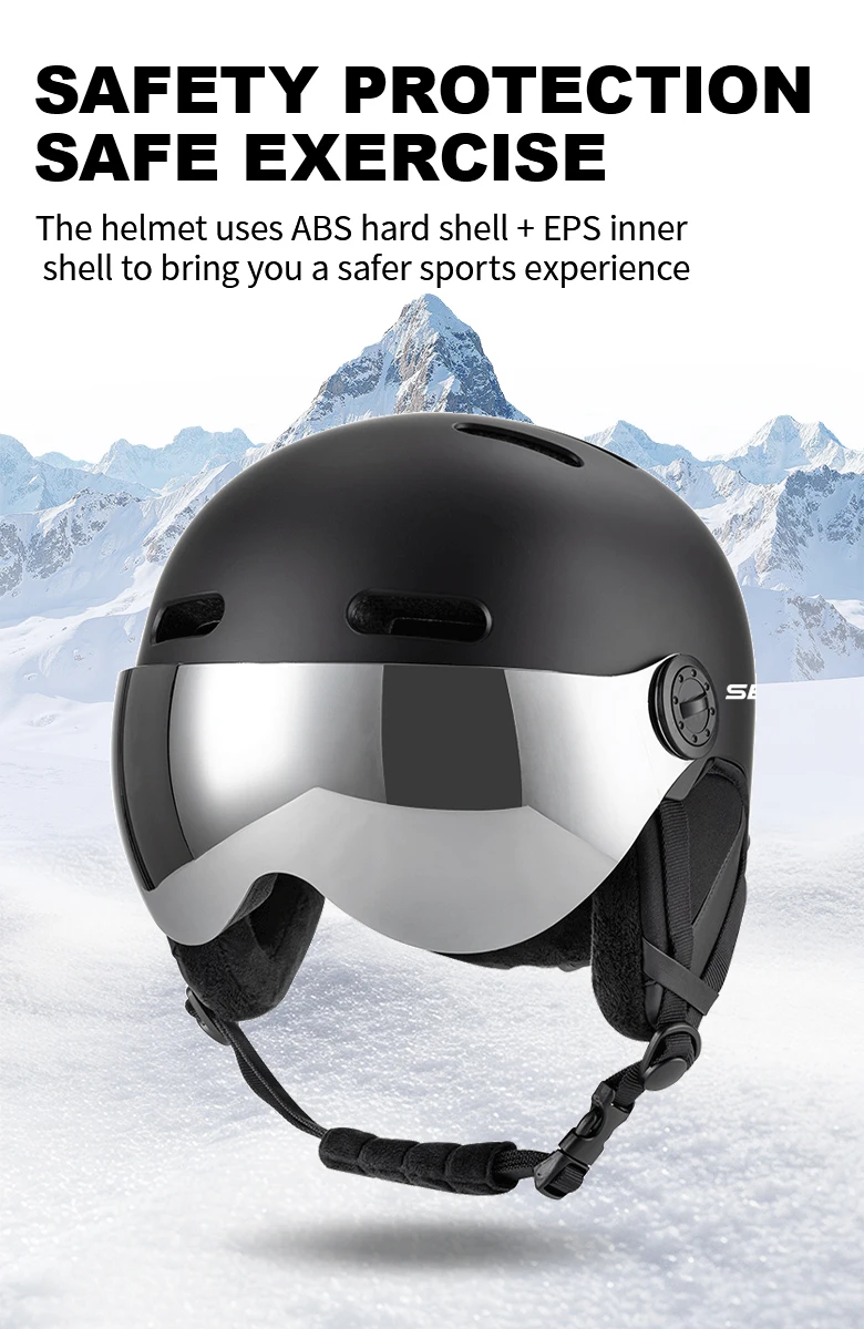 SEEKER Erwachsenen-Skihelm Unisex Ski-Antikollisions-Warmhelm für Wintersport Einbrett- und Doppelbrett-Skihelm mit Skibrille – Detail 1