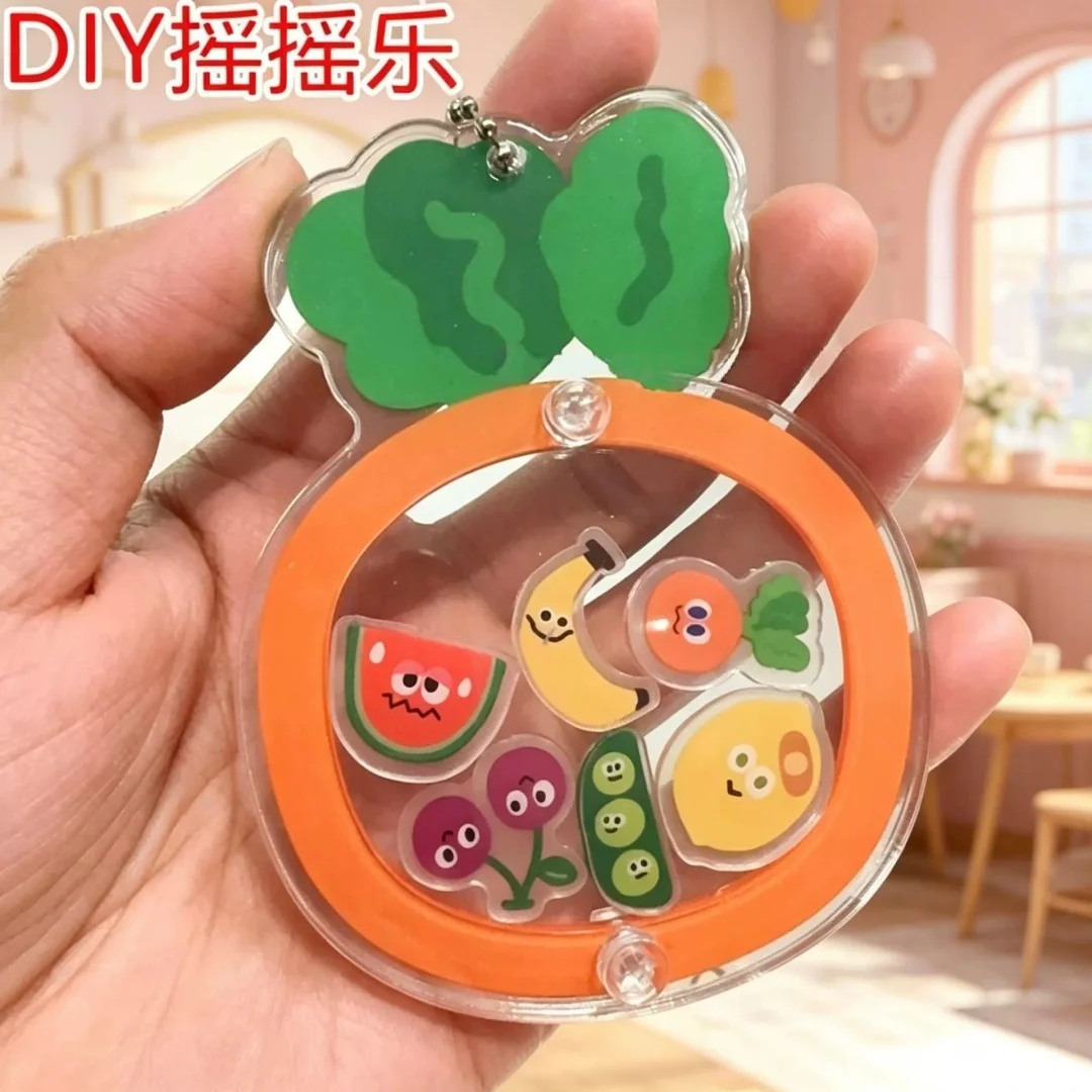 Acrylic Diy Shaker Keychain Carrot Shaped Keychain Handmade Decoration Key Chain Bag Pendant Decorative Craft