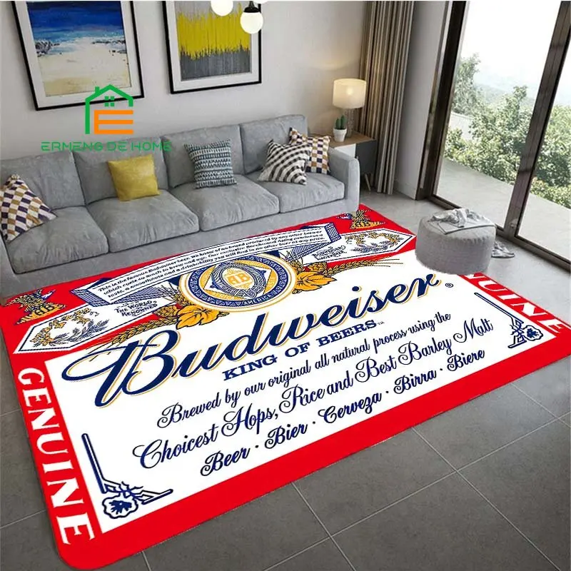 

Budweiser Pattern Rug for Bedroom Living Room Carpet for Kitchen Floor Mats Home Decor Non-Slip Floor Pad Rug 15 Sizes