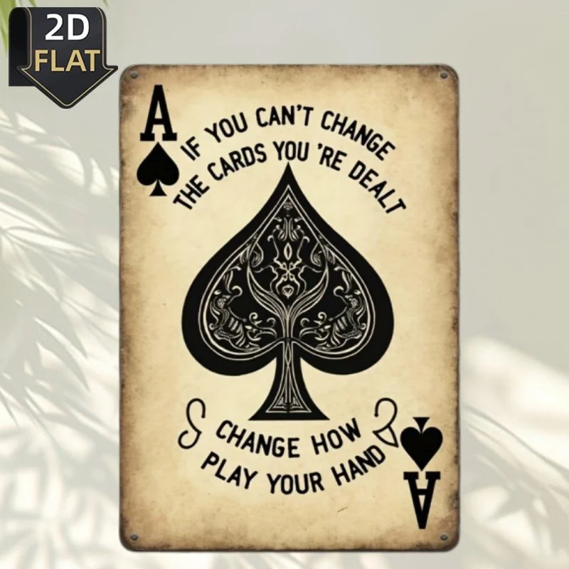 CIFBUY Rustic Ace of Spades Poker Aluminum Wall Art Waterproof Durable for Home Bar Cafe Room Decor