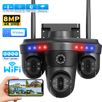 HongGlobal 8MP 4K FFVideo Four Lenses Outdoor Night Vision Wireless Monitor Smart PTZ CCTV IP Home WiFi Security Network Camera