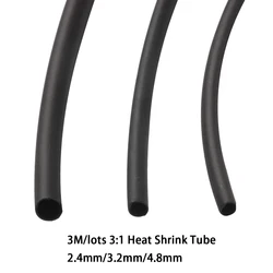 3M Thermoresistant Tube 2.4/3.2 /4.8mm 3:1 Heat Shrink Wrapping Tubing Polyolefin Insulation Wire Cable Sleeve Kit
