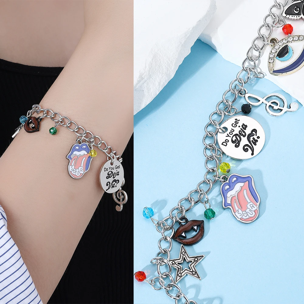 Sour Charm Bracelet Olivia Music Album Jewelry Many Pendants Chain Bangle for Women Fans Gifts Collectibles