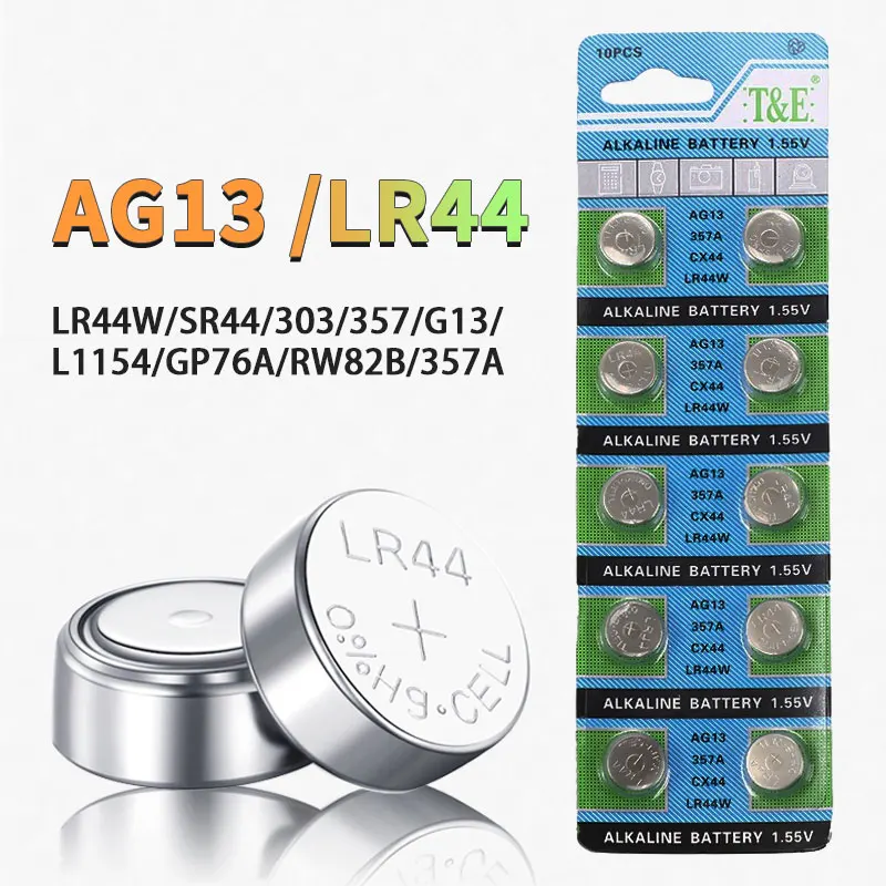 10-100pcs AG13 LR44 Button Battery A76 357 357A L1154 SR44 1.55V Alkaline Batteries for Bluetooth Key Clock Watch Coin Cell