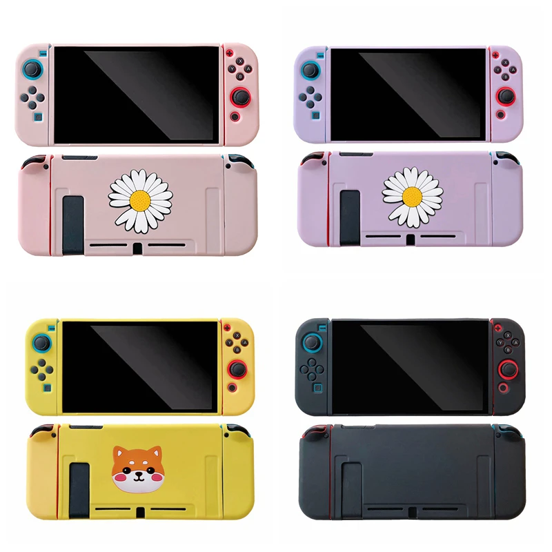Śliczne etui dla Nintendo przełącznik psy w stylu kreskówki/flower silikonowe obudowa TPU ochronna pokrywa dla konsola Nintendo Switch akcesoria