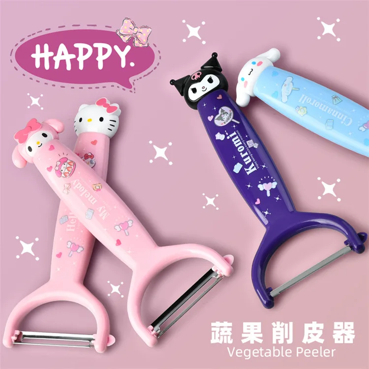 

Kawaii Sanrio Hello Kitty Vegetable Peeler Cute Girly Heart Fruit Kuromi Kuromi Peeler Cartoon Fruit Peeling Knife Peeling Knife