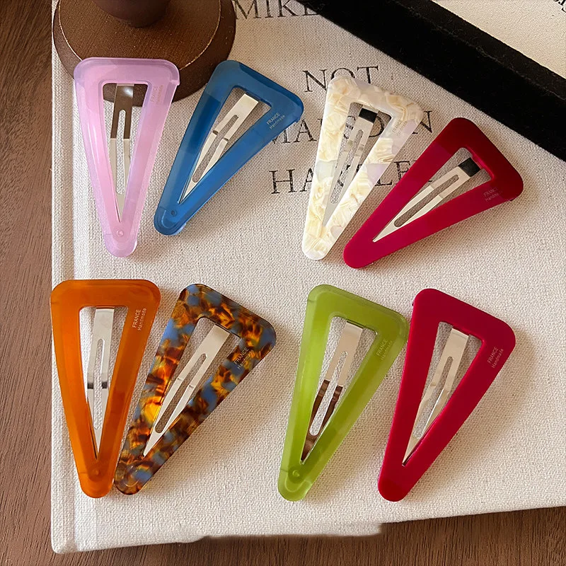 Korean Acetic Acid Triangle Hair Clip Women Fashion Versatile Forehead Bangs BB Clip Girls Broken Hair Side Clip Styling Tools