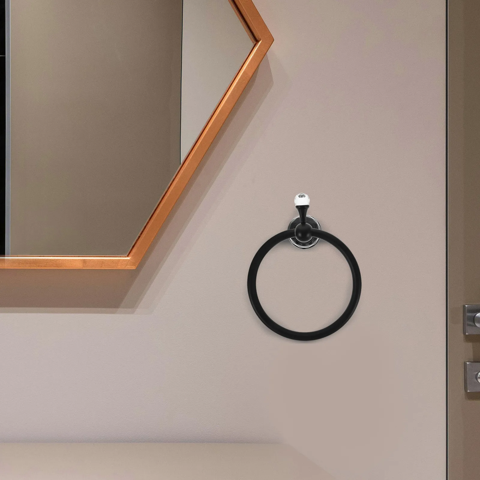 

Crystal Bathroom Towel Ring Round Wall Mounted Hand Towel Holder Space Saving Bathroom Accessory Crystal Holder