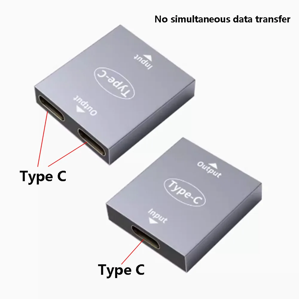 USB Type C Splitter USB C Female to Dual Type C Female Adapter Type C Coupler Extender Extension Connector for USB C Device