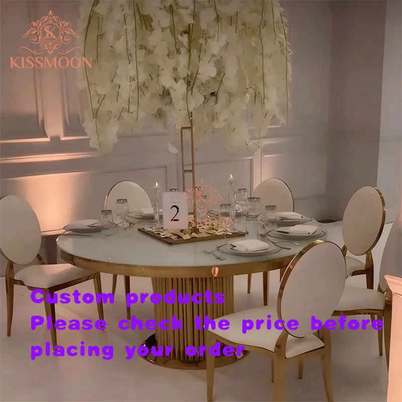 custom.Modern Luxury Stainless Steel Round Wedding Table Hotel Events Hotel Furniture Corrosion-resistant & Durable