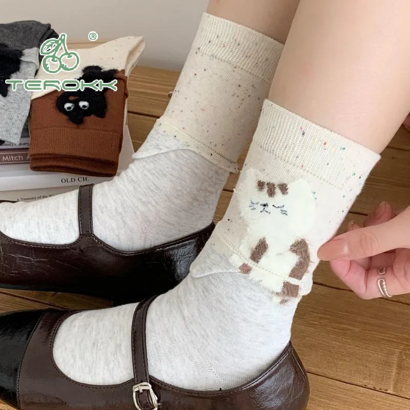 جوارب كاجوال مطبوعة على شكل قطة ثلاثية الأبعاد للأزواج؛ تصميم متوسط الأنبوب مع ميزات مريحة وامتصاص العرق للرجال والنساء. #5