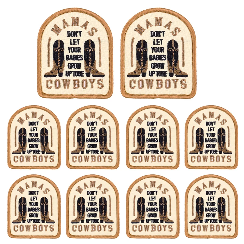 10PCS Mamas Cowboys Embroidery Patch Stand By Your Man Patch Iron On Patches For Clothing Letter Patch Embroidered Sew Stickers