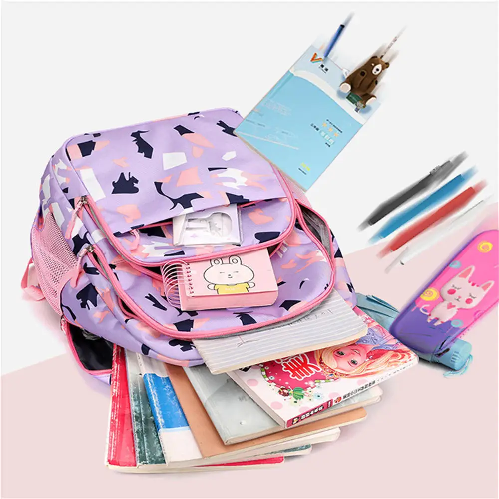 Sac à dos Oxford imprimé CamSolomon pour enfants, cartable grande capacité, sac de livre de voyage pour filles, sac à dos pour ordinateur portable, étanche, mode