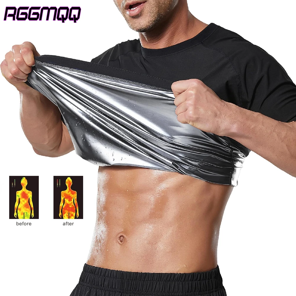 1PCS Men's Sauna Shirt Short Sleeve Sweat Sauna Suit,Compression Workout Shapewear,Slimming Tummy Control Top for Gym Running