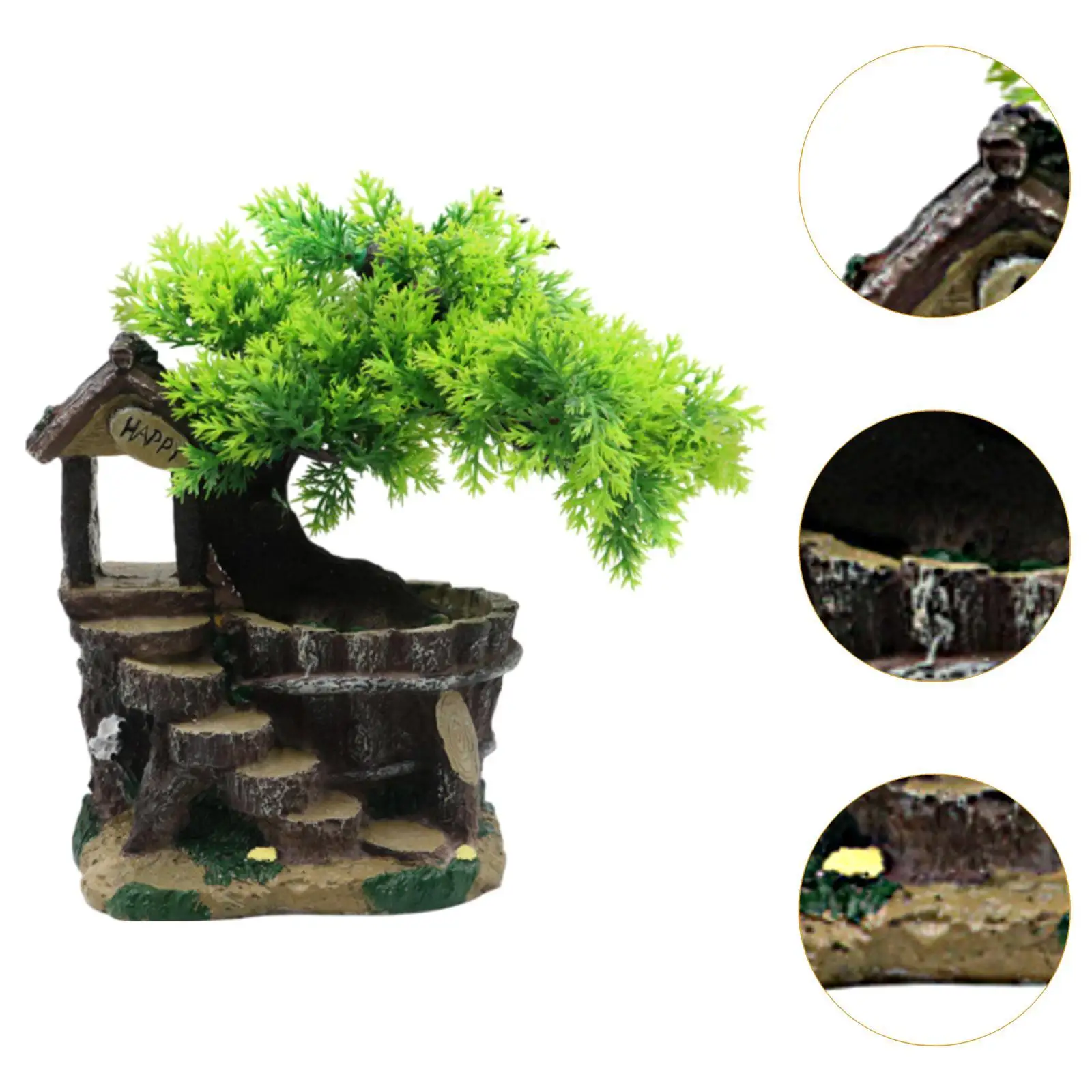 Fish Tank Landscape Ornament Figurine Multifunctional Craft Fish Tank Decor for Landscaping Turtle Exploring Snails Climbing