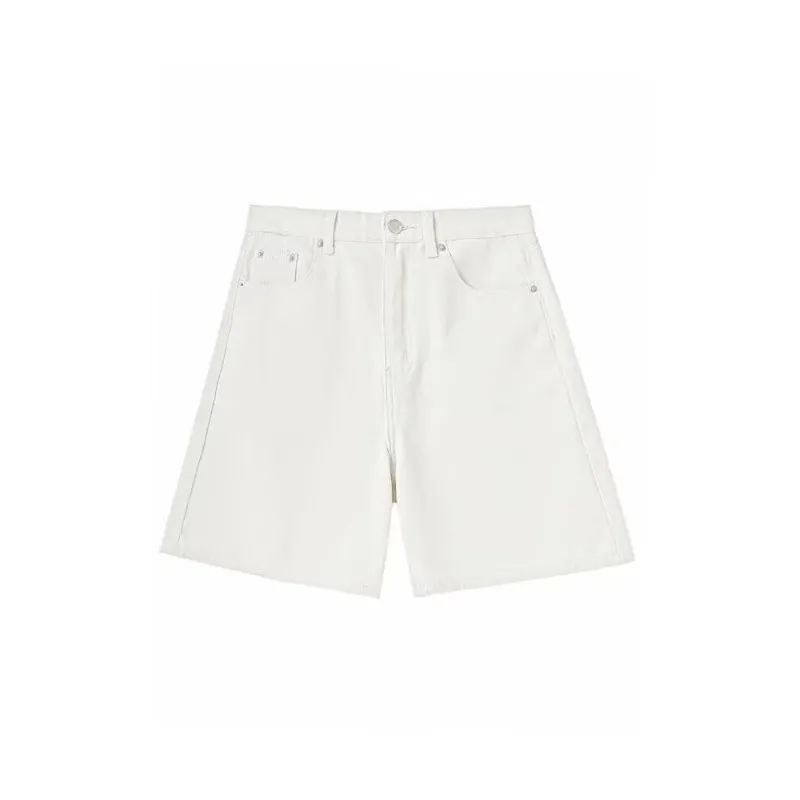 Denim Shorts Female Jeans White Straight Leg Casual Wide Leg High Waist Summer New Slim Fit Versatile view 5