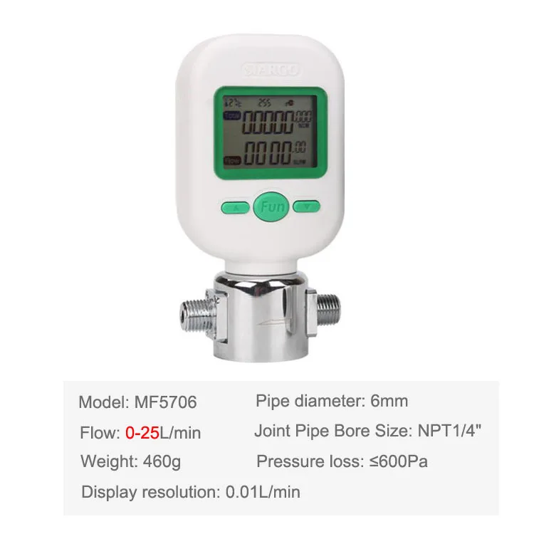 0-25L/min MF5706 Digital Gas Mass Flow Meter Portable Gas Air Flow Rate Tester Digital Display Meter Lowest Price