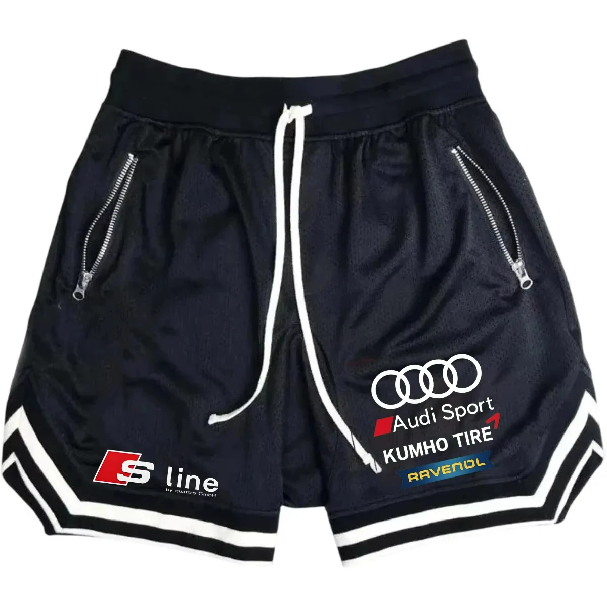 2026 Audi Brand Men's Slim Fit Shorts, Solid Color Design, Comfortable and Breathable, High-Quality Casual Elastic P-Style