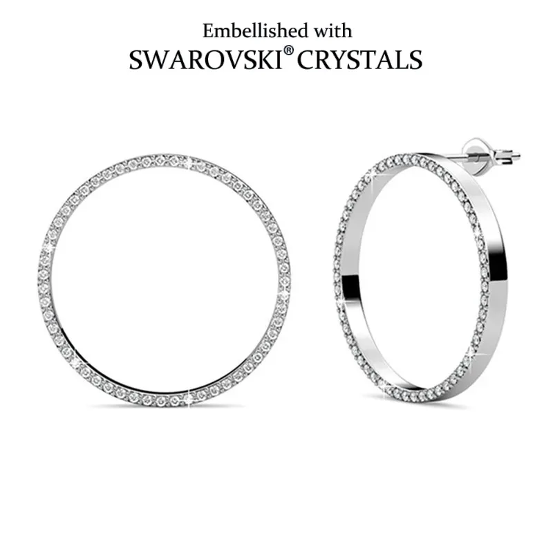 Daisini Crystals from Swarovski Big Round Geometric Ear Piercing Stud Earrings Quality Bass Fashion Jewelry Women Party Gifts