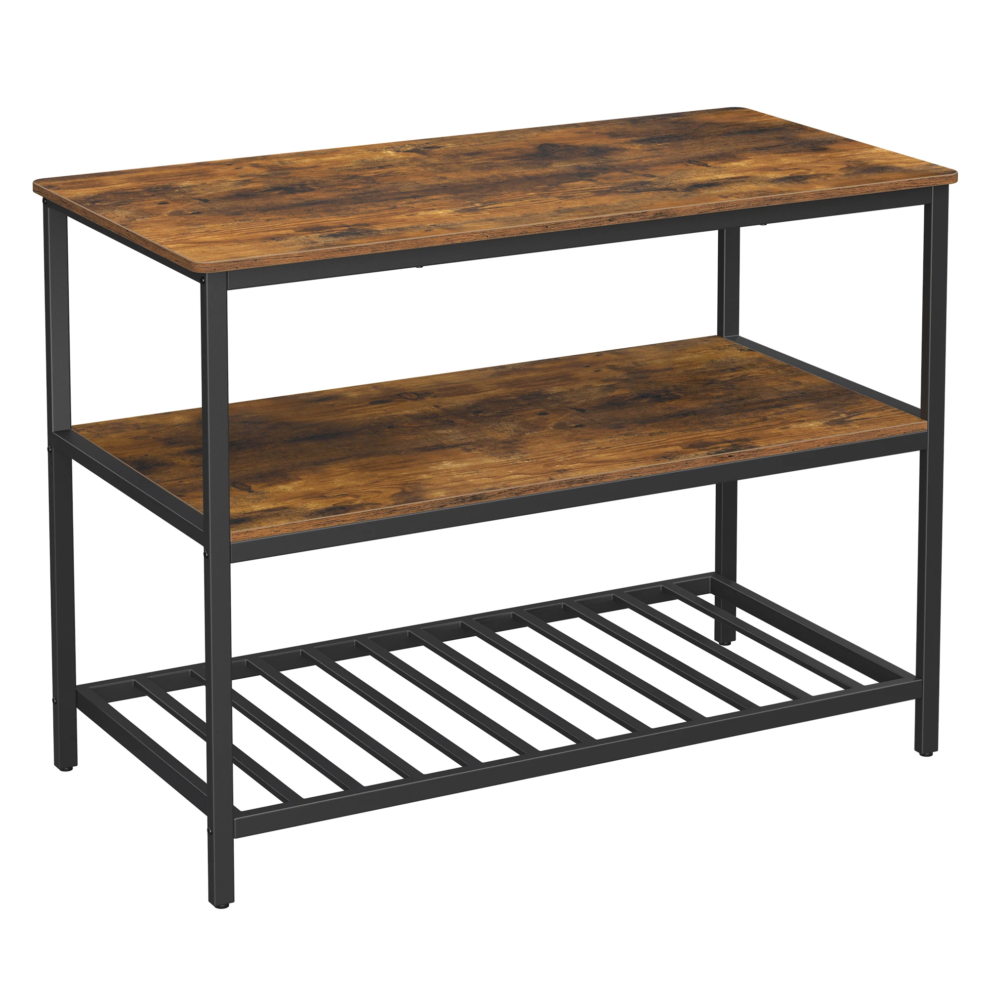

Hot Sale Industrial Kitchen Shelf Easy to Assemble 3-Layer Vintage Bread Shelf Kitchen Island with Large Countertops