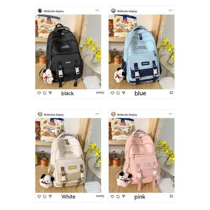 Ladies Kawaii Fashion Nylon Waterproof Laptop Student Book Bag Women's College Backpack Girl School Bags Female Travel Cute Tren