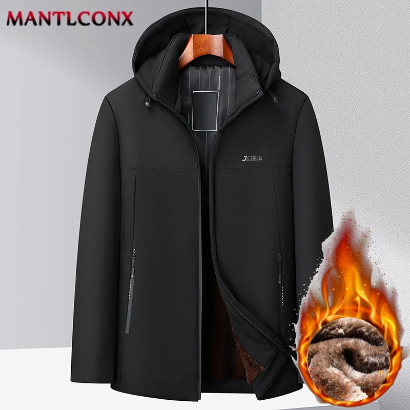 Luxury Fleece Inner Hooded Winter Jacket for Men Thermal Warm Hooded Parka Men\'s Winter Jacket Hiking Camping Men\'s Winter Coats