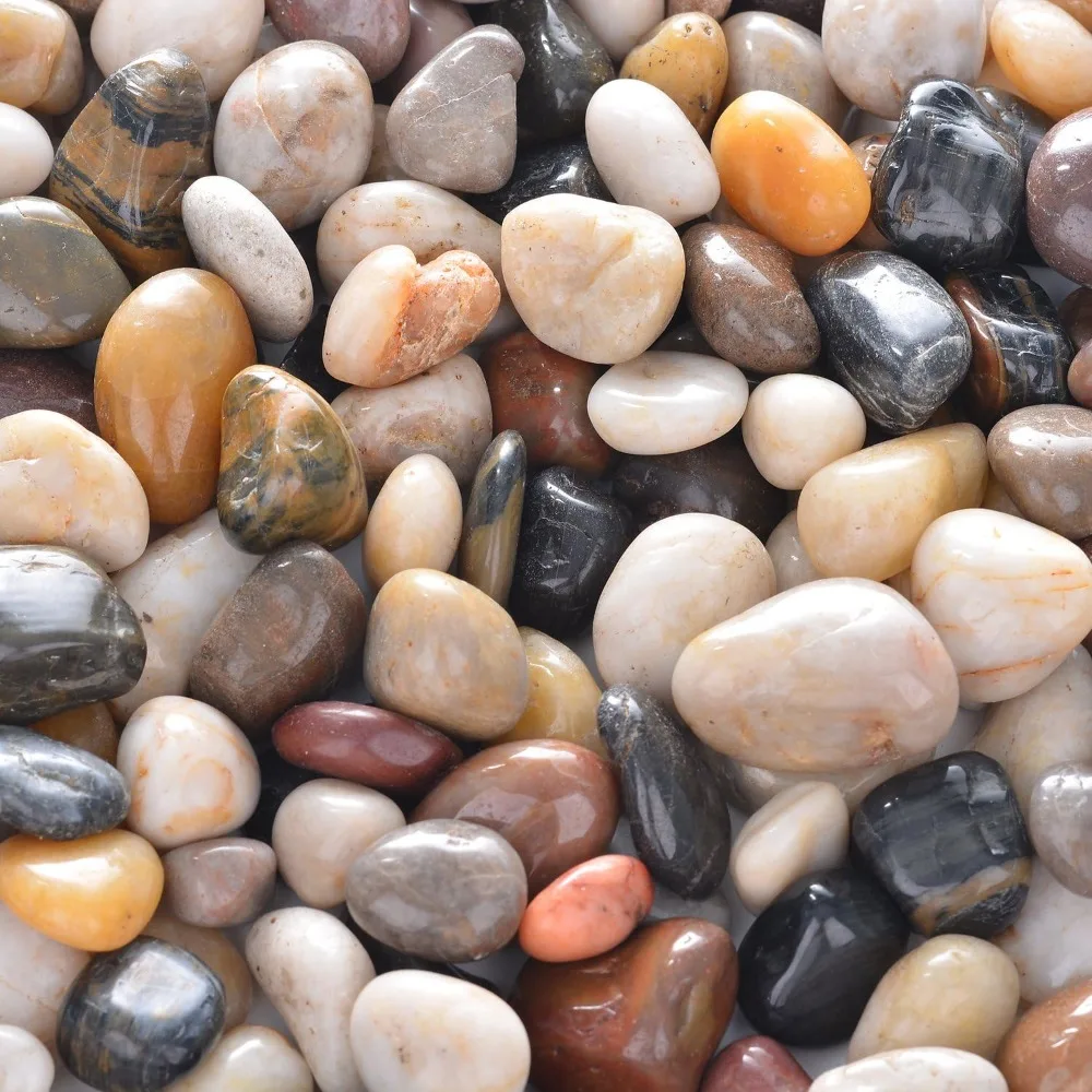 Natürlich polierte Kieselsteine, gemischte Farben, Flusssteine, Vasen-, Fischbecken-, Aquarien-Füllmaterial, Garten- und Hofdekoration – Detail 1
