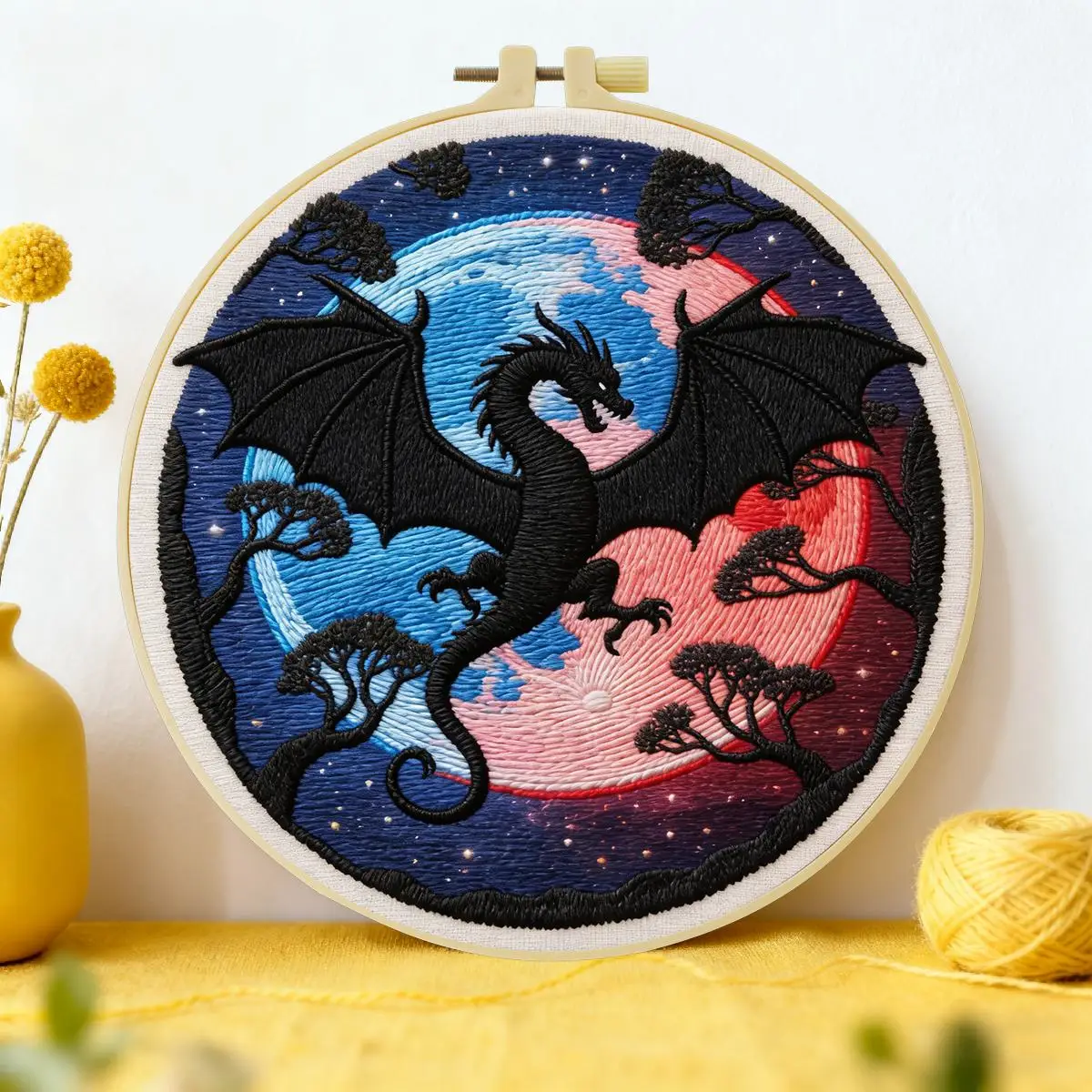 1 Stück 20X20CM/15X15CM 7,87/6,3 Zoll Tier - Dinosaurier Stickerei Starter-Kit DIY-Kit DIY-Stickerei-Set Handarbeiten Heimdekoration – Detail 1