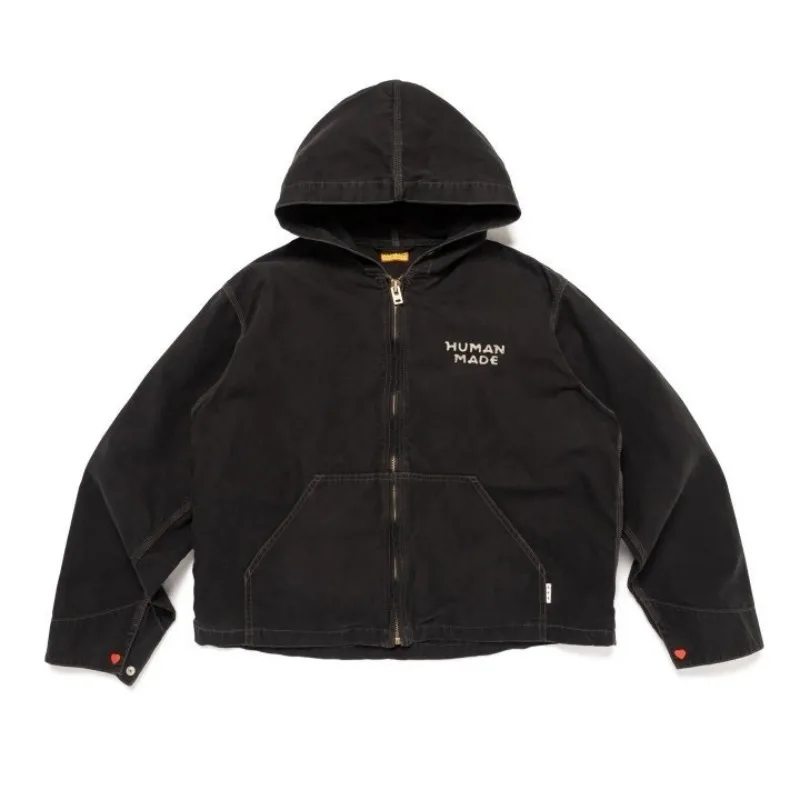 Human Made Embroidered Heart Logo Zip Up Hoodie Oversize Casual Outerwear