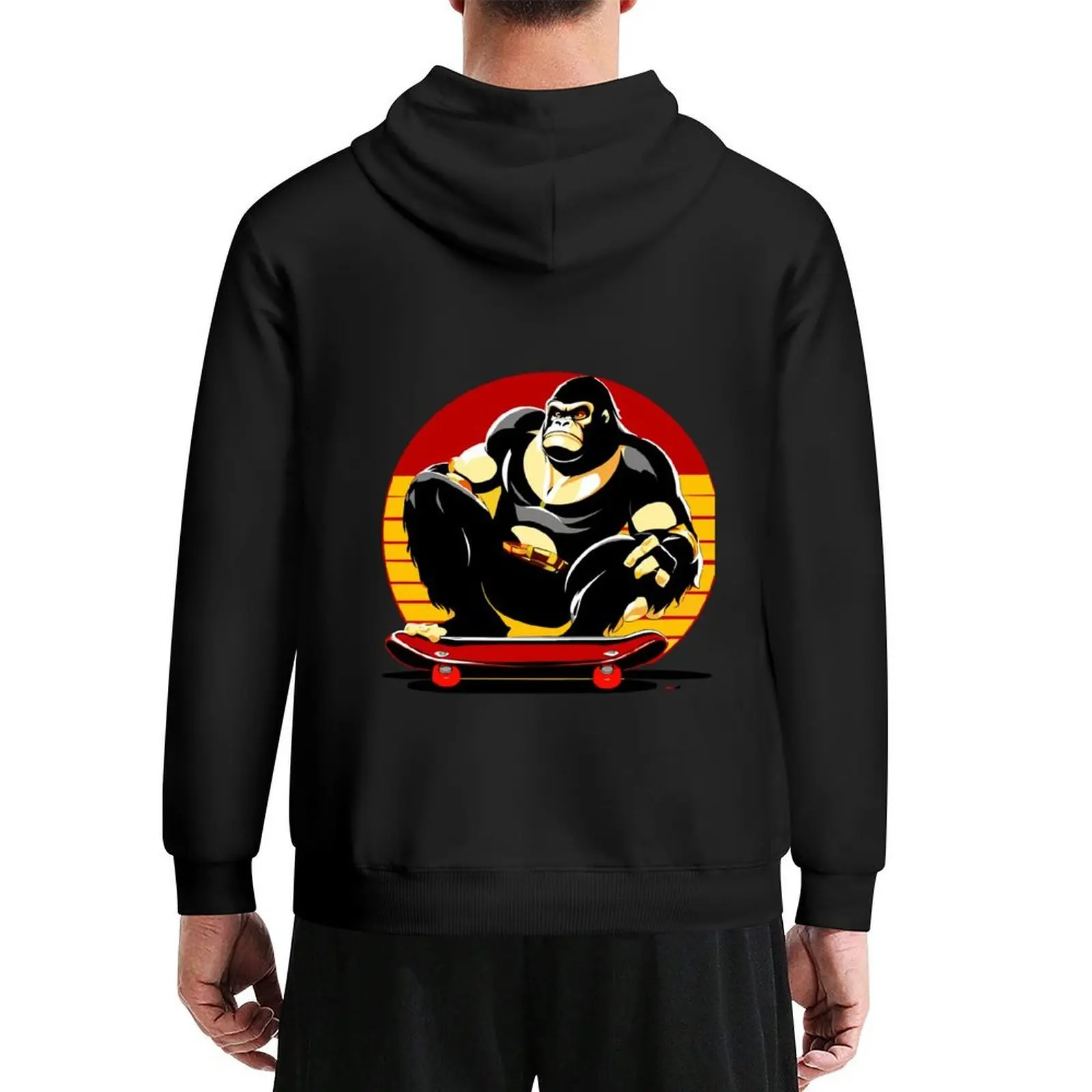 

king kong on skateboard Hoodie mens clothing korean autumn clothes japanese style men's sweat-shirt men's hoodie sweatshirt