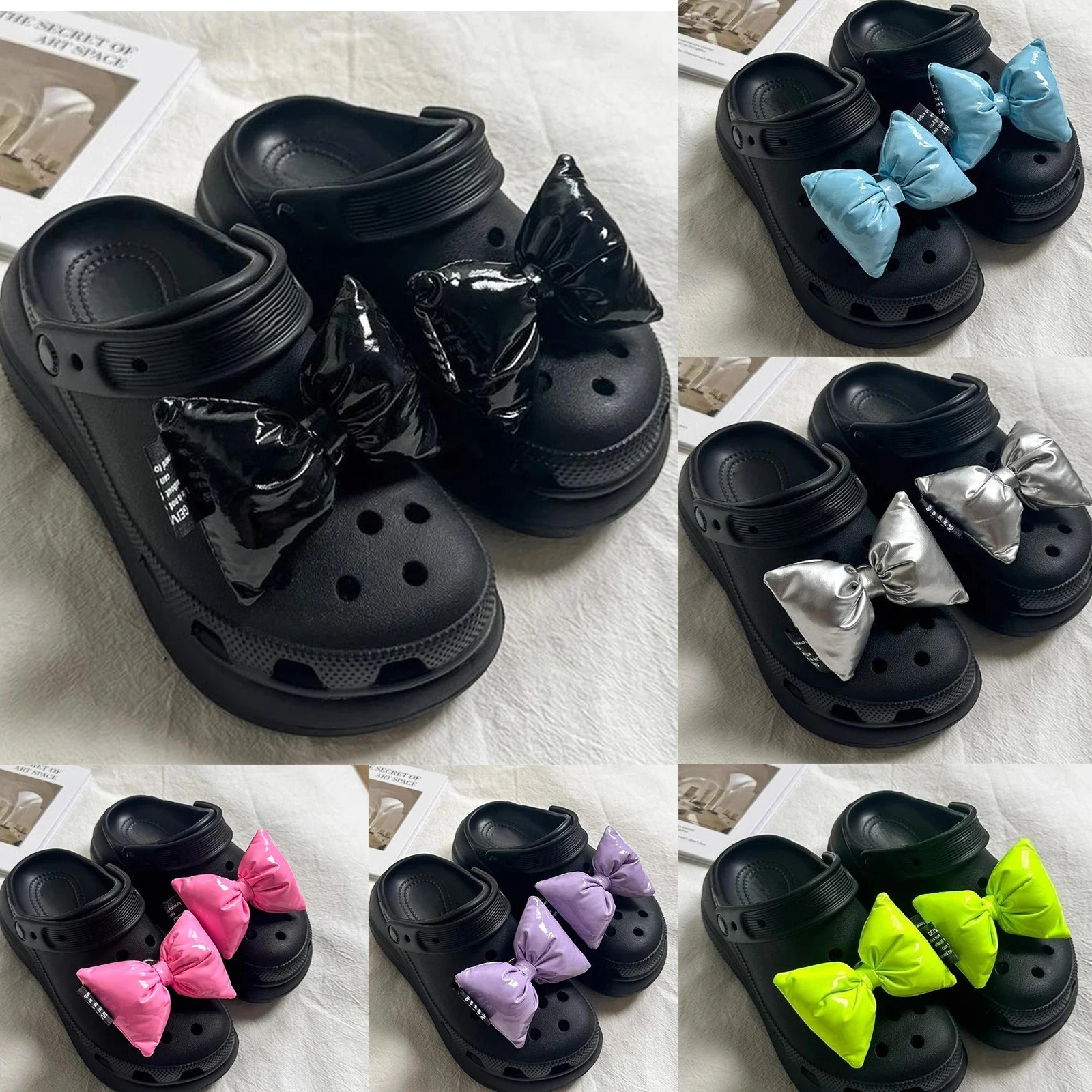 Cute Patent Leather Bows for Women Clogs & Sandals Accessories DIY Holiday Gifts Cute Decorative Shoe Charms Big Candy-Colored