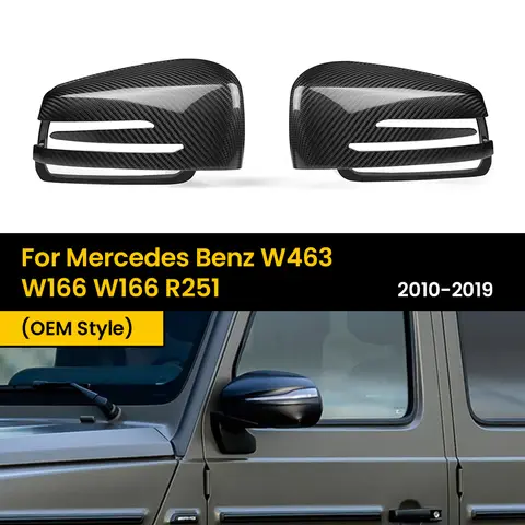 메르세데스 벤츠 W463 W166 W166 R251 AMG 2010-2019 OEM 스타일 용 실제 건식 탄소 섬유 백미러 사이드 미러 커버