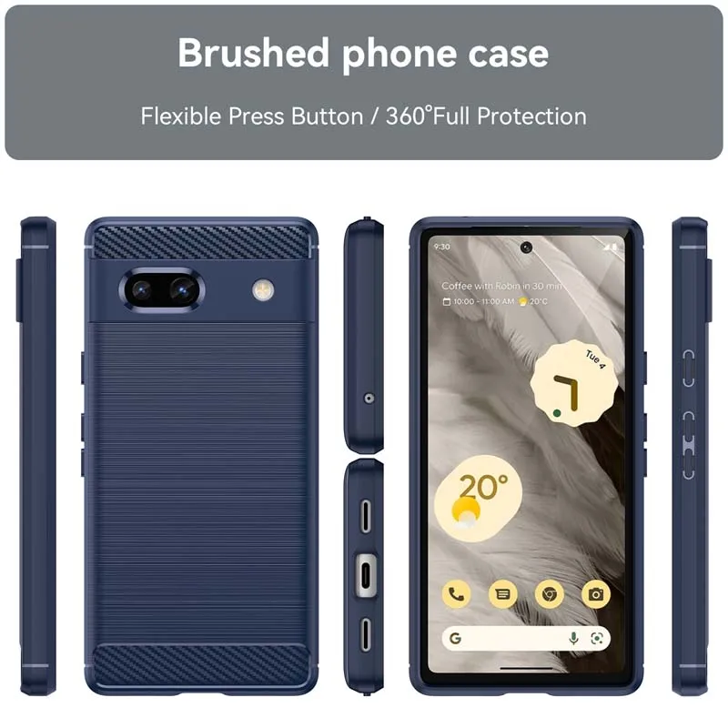 For Google Pixel 8 7 6 Pro 7a 6a Carbon Fiber Soft TPU Case Full Coverage Heat Dissipation Matte Back Airbags Protective Shell image 6