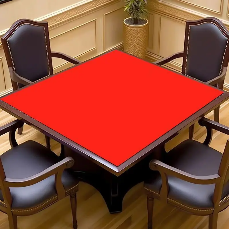 Pure Red Solid Color Mahjong Table Mat Anti-Slip Noise Reduction for Card Game Table Playing Room Home Decor Mahjong Night