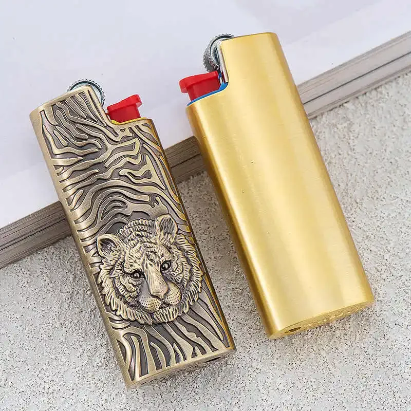 

Lighter Case Holder For BIC Lighter Mini J5 Exquisite Relief Beast Tiger French BIC Lighter Cover High Quality Lighter Shell