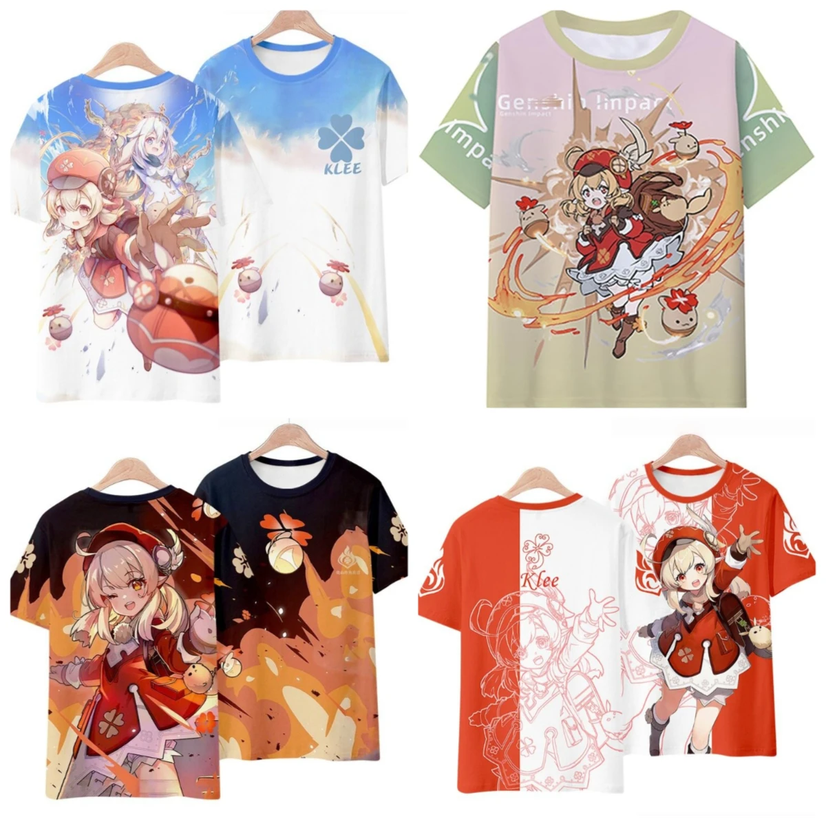 Spark Knight Reporting for Duty! Genshin Impact Klee 3D Printed T-shirts for Adults and Children At The Anime Convention.