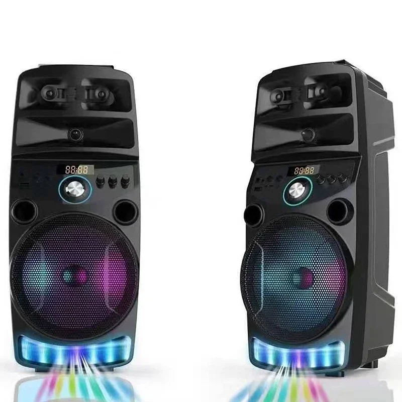 QS-6802 8-calowe zewnętrzne przenośne głośniki Karaoke DJ System głośników LED Light Bezprzewodowe głośniki BlueTooth Sound Box o dużej mocy