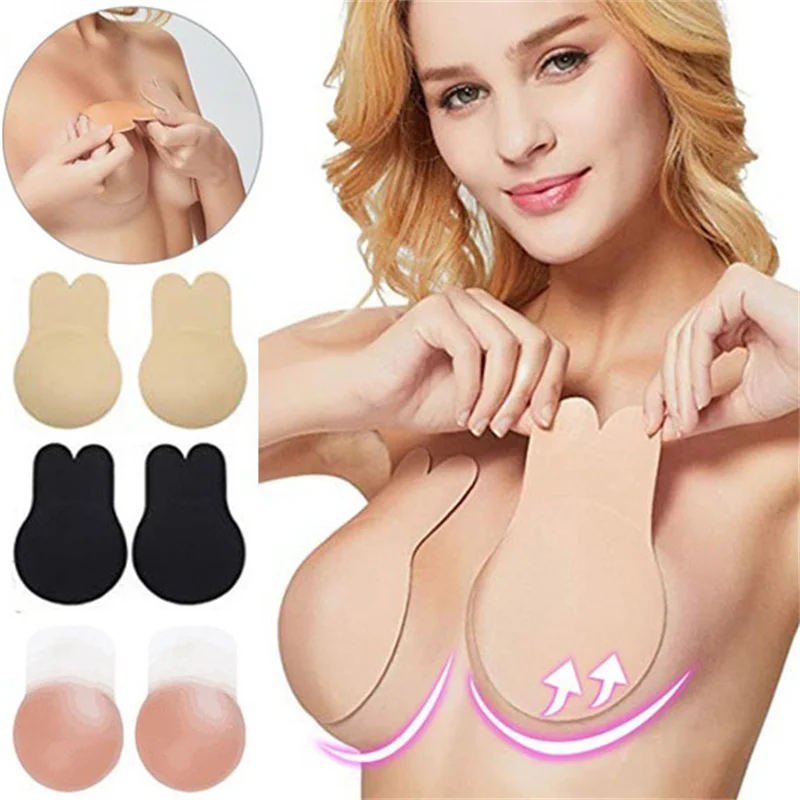 Patch de lifting de la poitrine sans bretelles en silicone pour femme, patch de soutien-gorge invisible, auto-adhésif, réutilisable, sport, lapin