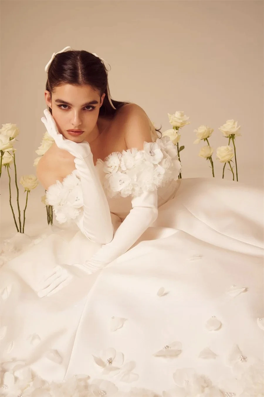 Customized Exquisite Sweethart Sleeveless A-line Wedding Dresses Sexy 3D Floral Draped Zipper Open Back Ankle Length Bridal Gown